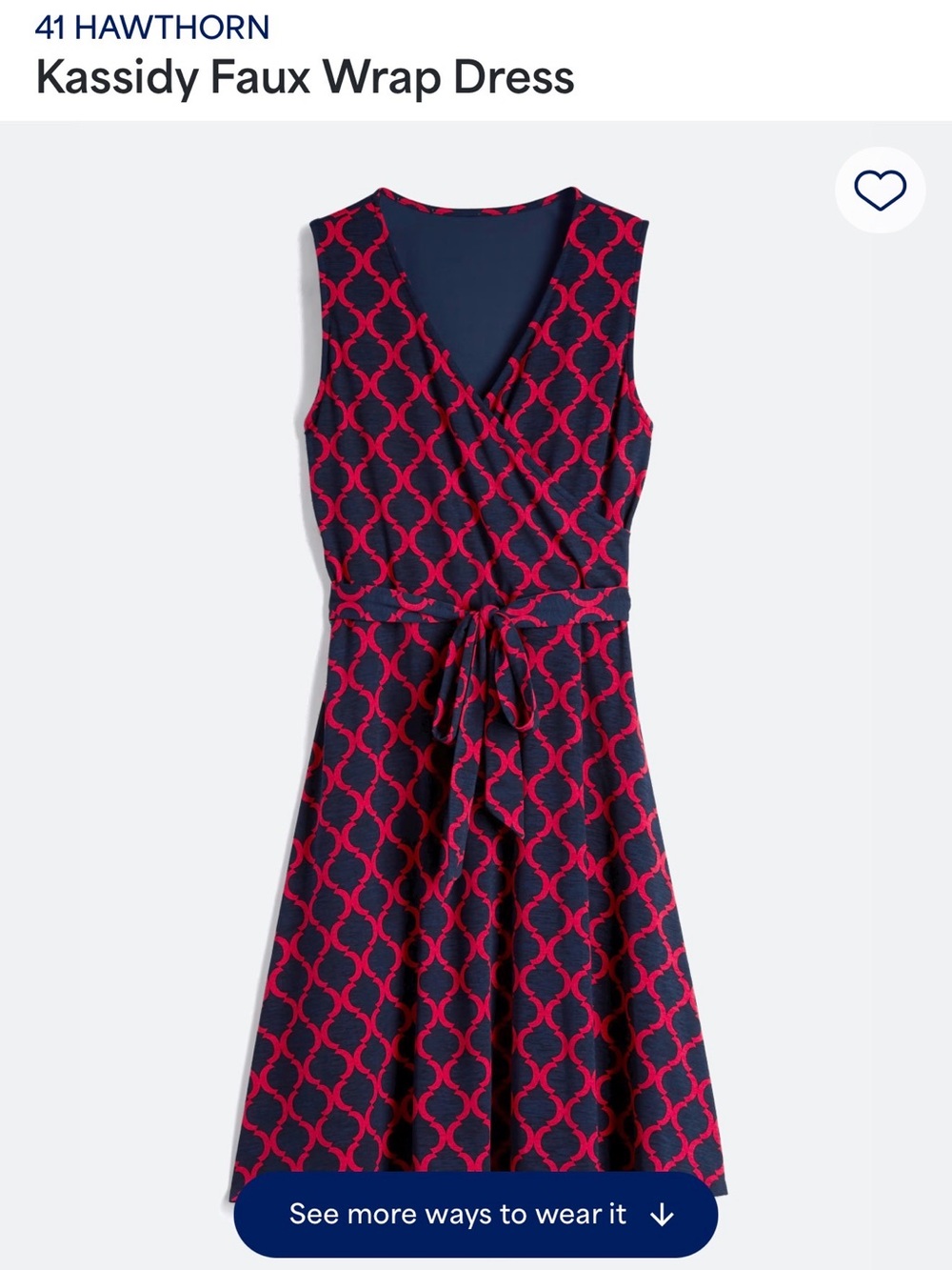 41 Hawthorn Navy Dress with Red Geometric Print